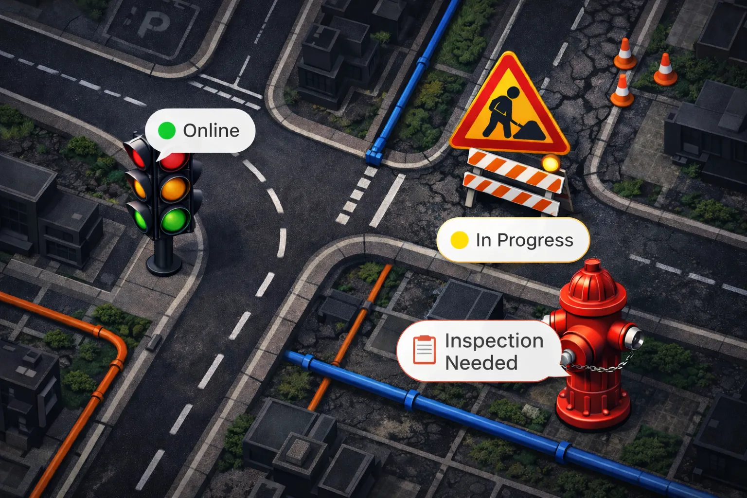 Utility infrastructure assets including water and gas lines